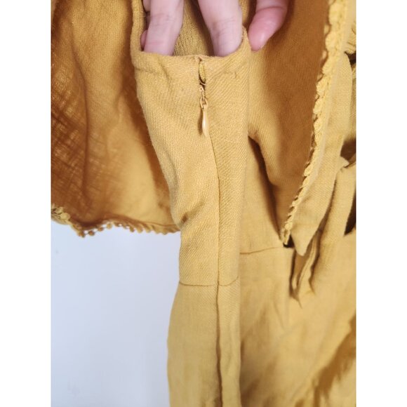 Moon River Women's Sz. XS Mustard Yellow Fluttered & Flounced Dress - Picture 4 of 6